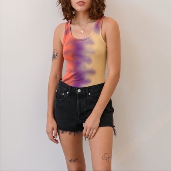 AGOLDE Rib Tank Bodysuit in Trip Tie Dye Size  XS - Picture 2 of 13
